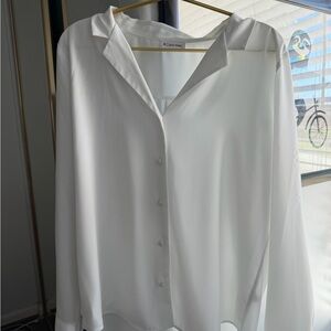Calvin Klein Women's Classic White Button Down Shirt